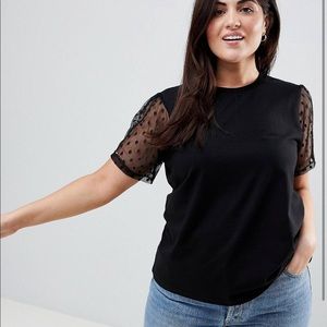 Sheer Sleeve Polka Dot Tee
